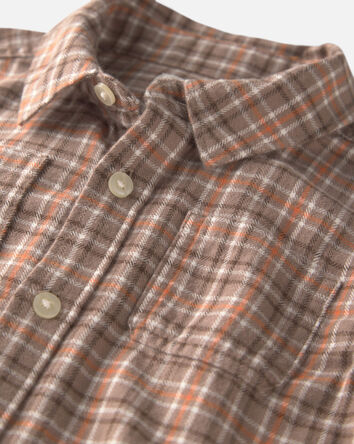 Boys Organic Cotton Flannel Button-Down Shirt, 