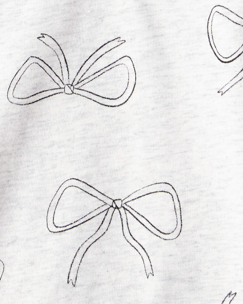 Girls Bow Print Long-Sleeve Top - Grey, image 2 of 3 slides