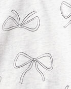 Girls Bow Print Long-Sleeve Top - Grey, image 2 of 3 slides