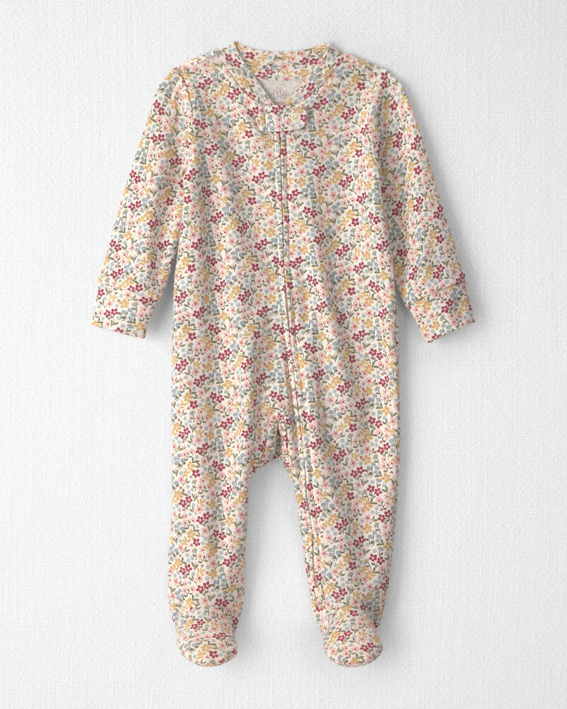 Baby Girl Organic Cotton Sleeper in Floral, image 1 of 5 slides