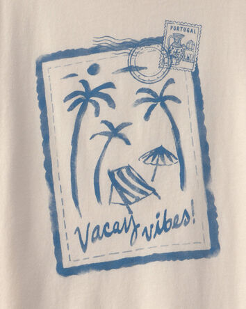 Girls 'Vacay Vibes' Beach Graphic Tee - Ivory, 