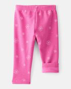Baby Girl Snowflake Pull-On Stretch Cozy Leggings - Pink, image 3 of 5 slides