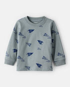 Baby Boy Go Team Print Long-Sleeve Tee - Blue, image 1 of 3 slides