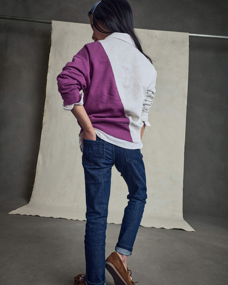 Filles - Chandail ouat&eacute; en jersey bouclette &laquo;OshKosh Denim Co&raquo; - Gris/Mauve, image 4 sur 6 diapositives