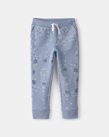 Tout-petit fille - Pantalon de jogging en tricot avec cordon de serrage, floral - Bleu, 