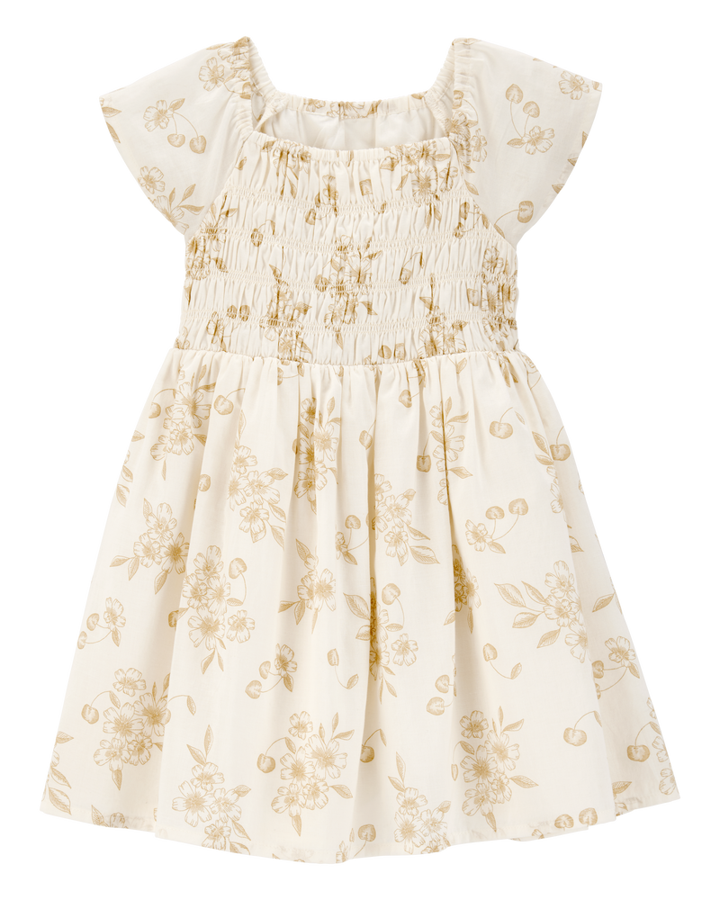 Enfant en bas âge Robe maxi fleurie à manches courtes - Crème, image 1 sur 4 diapositives