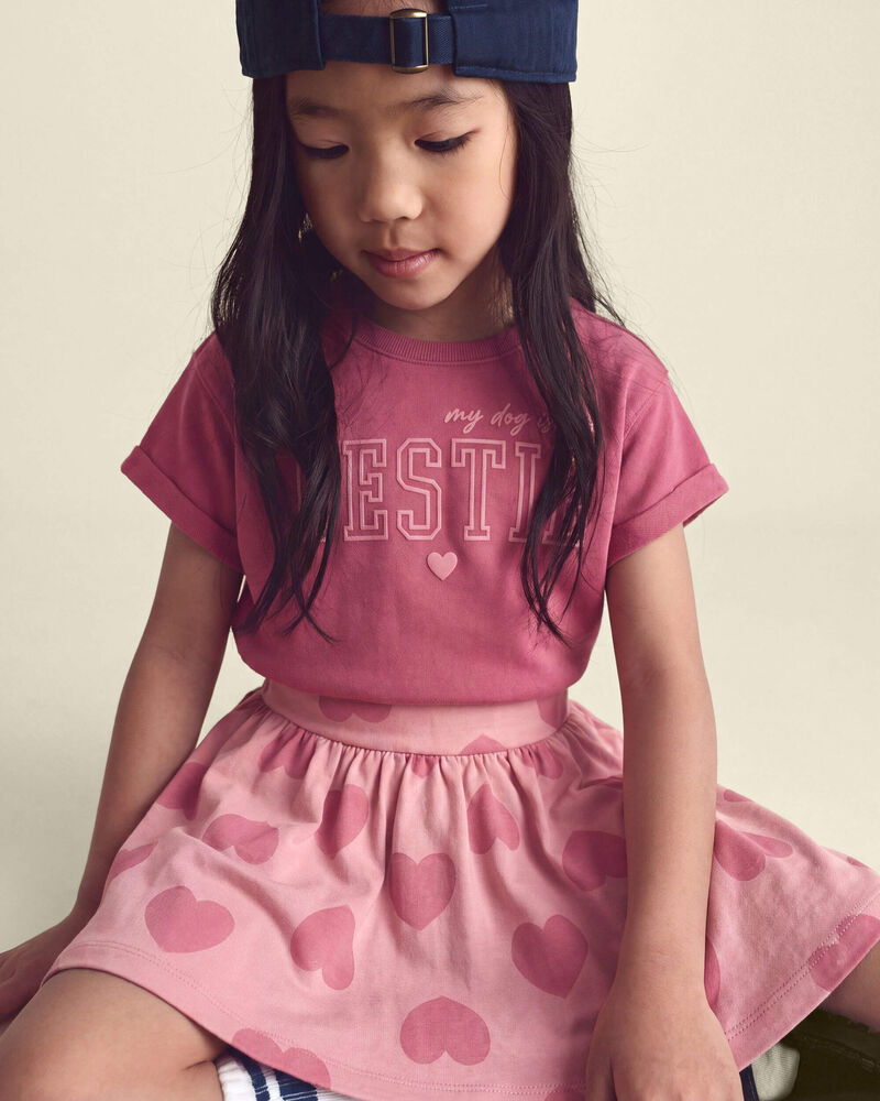 Girls Heart Cotton Skort - Pink, image 4 of 5 slides