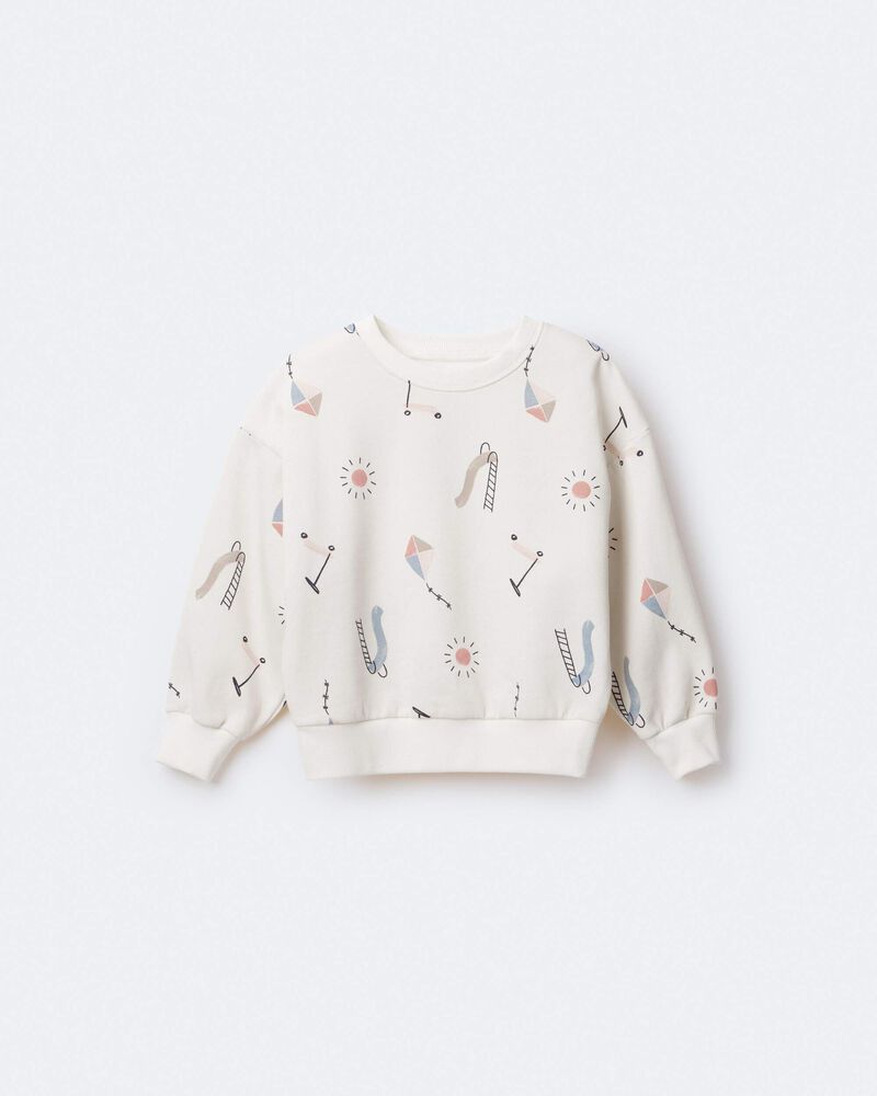 Toddler Dolman-Sleeve Sweatshirt in Park Day Print - Cream, image 6 of 7 slides