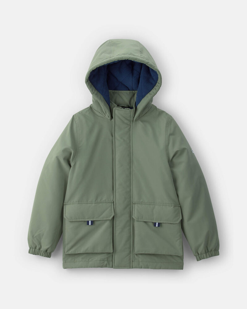 Boys Hooded Midweight Jacket - Green, image 1 of 3 slides