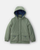 Boys Hooded Midweight Jacket - Green, image 1 of 3 slides