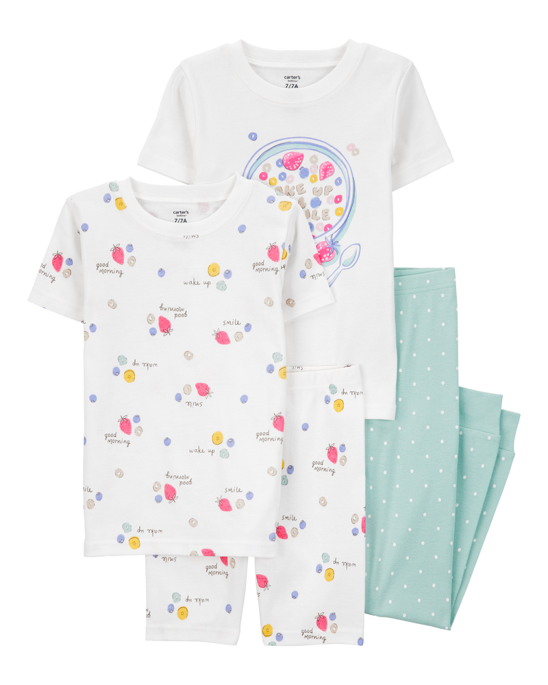 Kid 4-Piece Breakfast Cereal 100% Snug Fit Cotton Pyjamas, image 1 of 4 slides