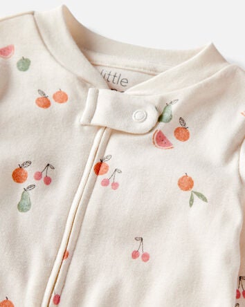 Baby Organic Cotton Fruit-Print Sleep & Play Pyjamas, 