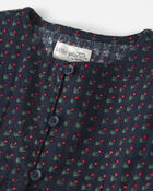 Girls Organic Cotton Dobby Dress in Navy Floral, image 3 of 5 slides