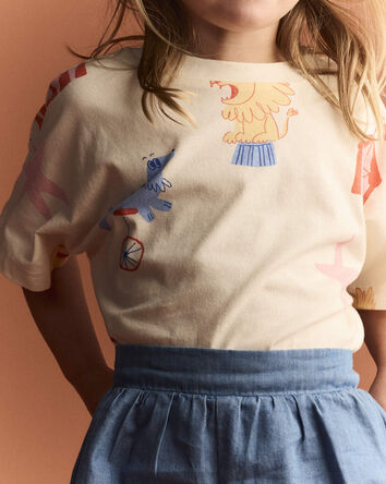 Tout-petit - T-shirt &agrave; manches chauve-souris, cirque - Cr&egrave;me, 