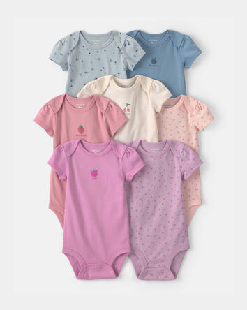 Baby Girl 7-Pack Fruit Short-Sleeve Bodysuits, 