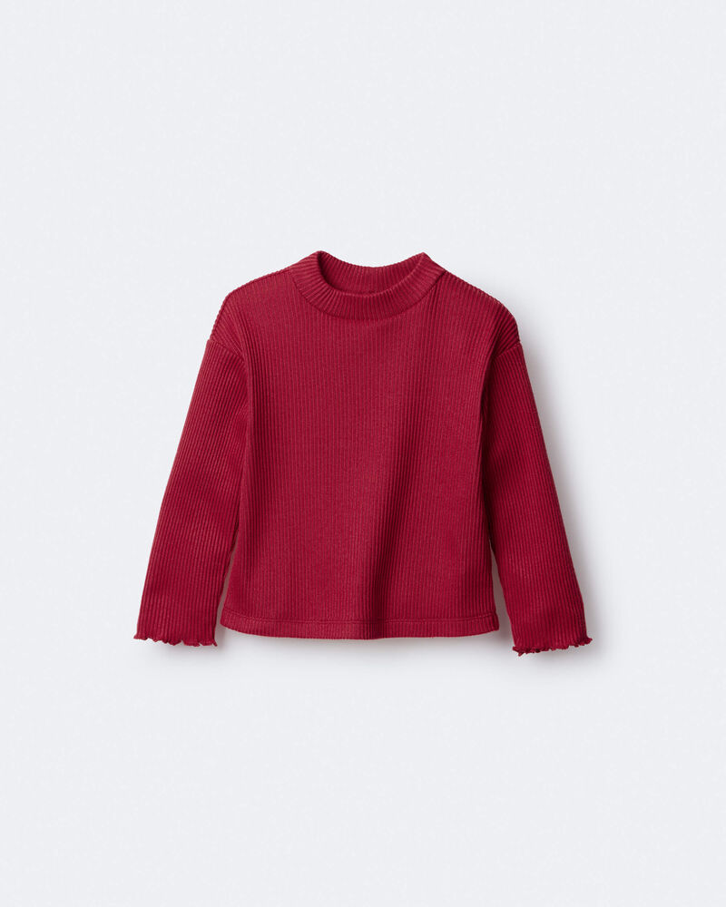 Toddler Girl Mock Neck Long-Sleeve Top - Red, image 2 of 7 slides
