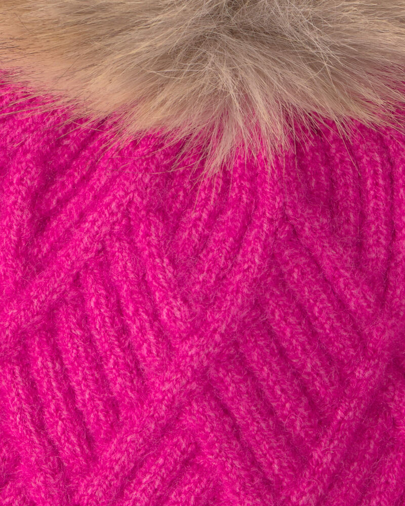 Girls Kombi Diamond Pom Hat - Pink, image 3 of 3 slides