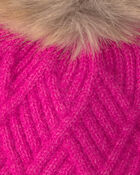 Girls Kombi Diamond Pom Hat - Pink, image 3 of 3 slides