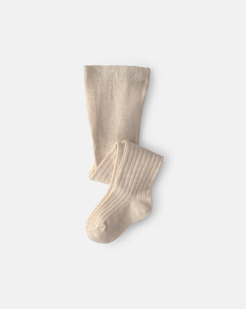 Girls Ribbed Tights - Cream, 