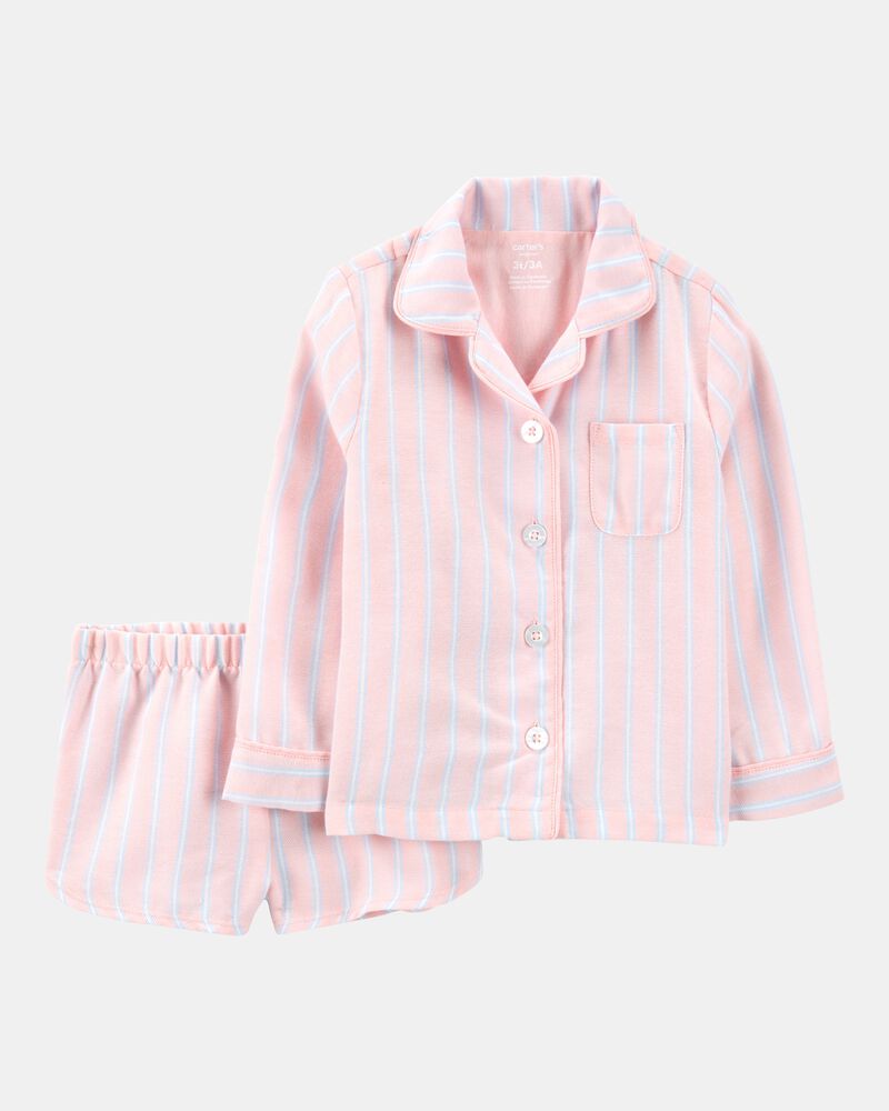 Toddler Striped Loose Fit 2-Piece Pyjamas - Purple, image 1 of 3 slides