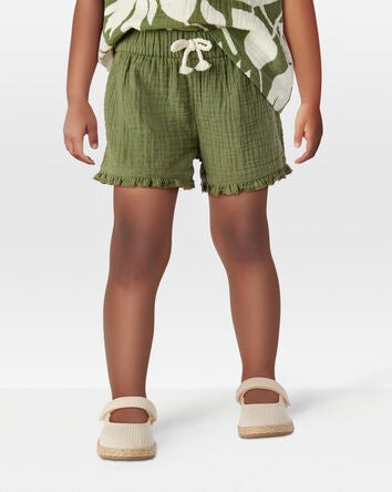 Toddler Ruffle Gauze Shorts - Green, 