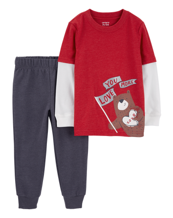 Toddler 2-Piece Bear Fleece Pullover & Pull-On Pant Set, 
