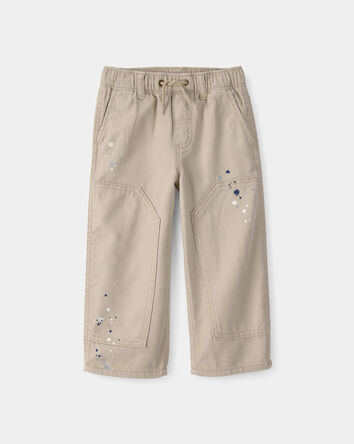 Toddler Splatter Paint Drawstring Pants - Khaki, 