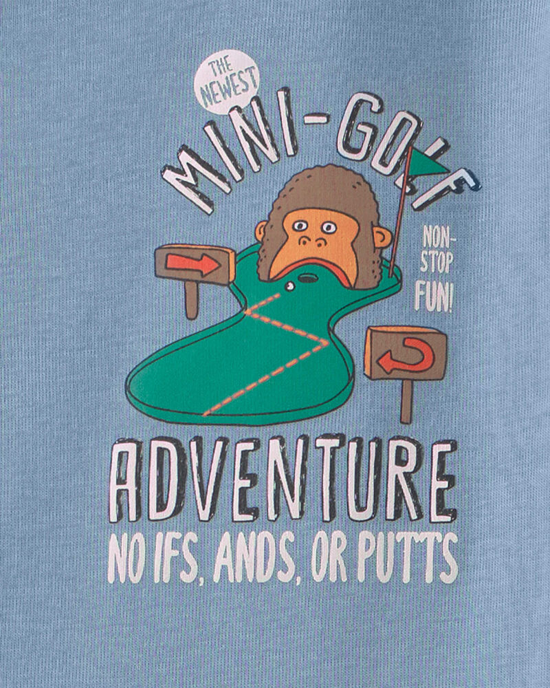 Boys Mini Golf 100% Cotton Short-Sleeve Snug Fit 4-Piece pyjama Set - Green/Blue, image 2 of 5 slides