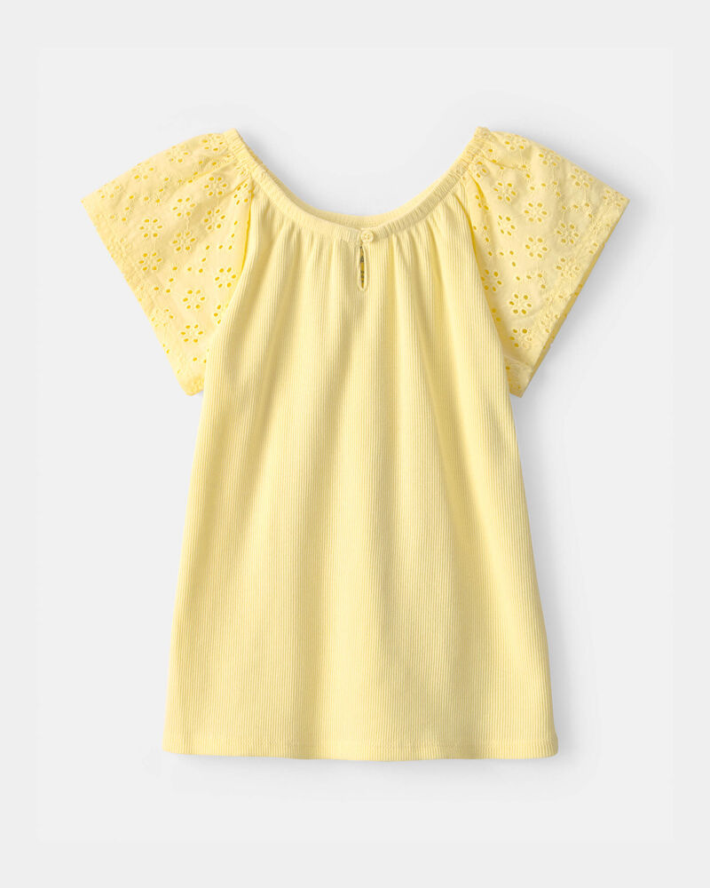 Filles - Haut &agrave; motif ajour&eacute; - Jaune, image 1 sur 2 diapositives