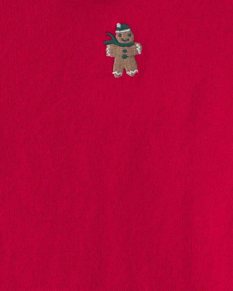 Boys Gingerbread Polo Sweater - Red, image 2 of 3 slides