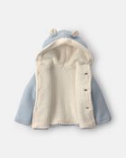 B&eacute;b&eacute; gar&ccedil;on - Blouson tricot &agrave; capuchon &agrave; th&egrave;me ourson - Bleu, image 2 sur 3 diapositives