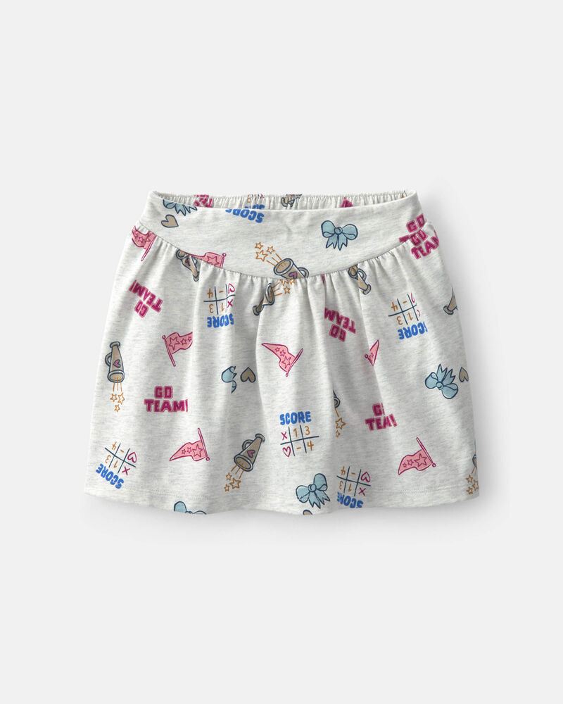 Filles - Jupe-short en coton &laquo;Go Team&raquo; - Gris, image 1 sur 3 diapositives