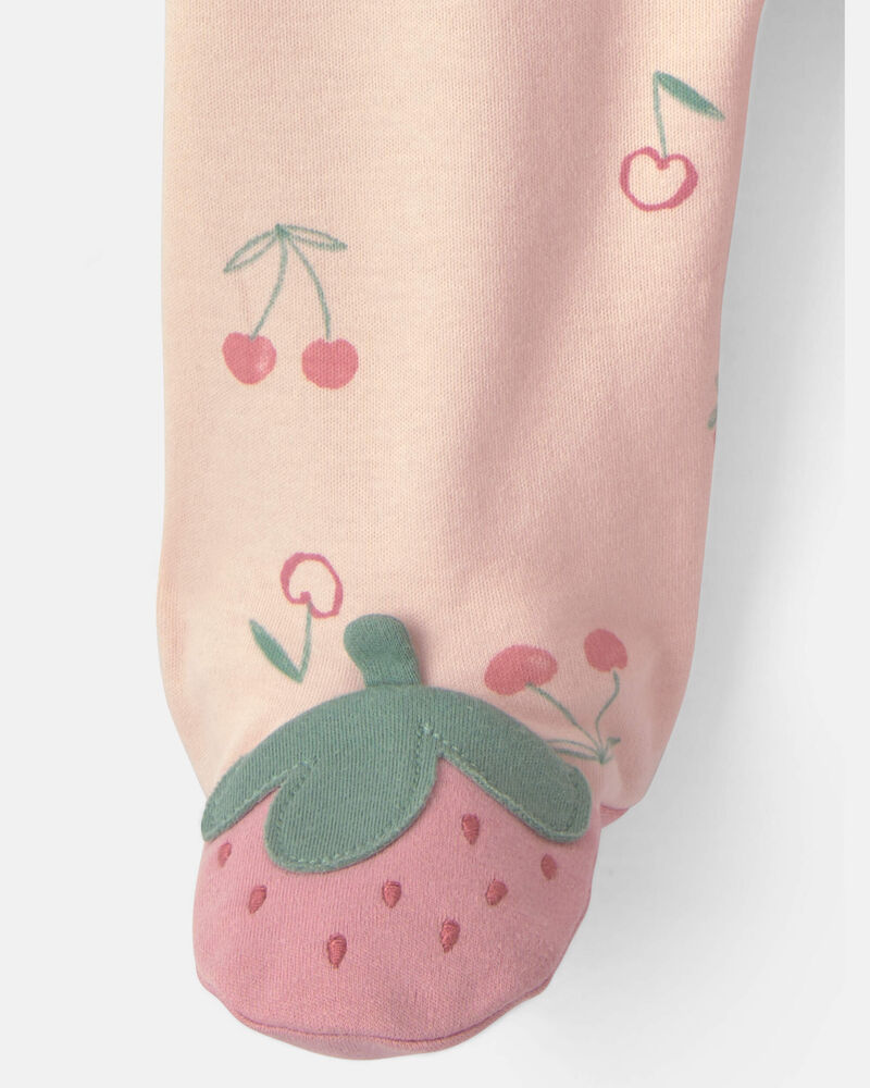 B&eacute;b&eacute; fille - Grenouill&egrave;re ajust&eacute;e &agrave; motif fraise - Rose, image 4 sur 4 diapositives