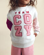 Tout-petit fille Chandail en jersey bouclette &laquo;Team Cozy&raquo; - Rose/Cr&egrave;me, image 4 sur 6 diapositives