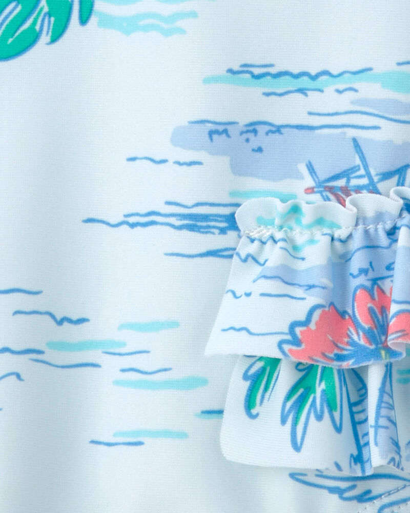 B&eacute;b&eacute; fille - Maillot de bain 1 pi&egrave;ce &agrave; manches longues, plage - Bleu, image 4 sur 4 diapositives