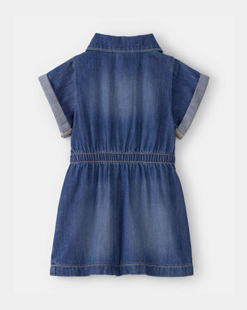 Baby Girl Denim Button-Up Dress - Dark Wash, 