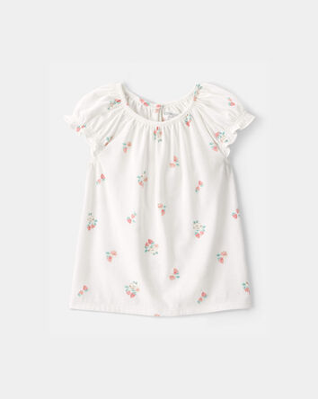 Tout-petit fille - Haut &agrave; imprim&eacute; de fraises - Blanc, 