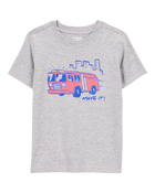Toddler Firetruck Print Short-Sleeve Graphic Tee - Grey, image 1 of 3 slides