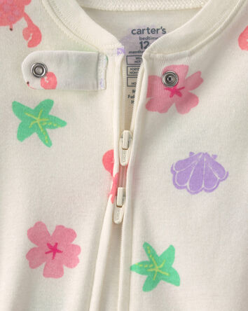 Baby Girl Sea Critters 100% Cotton 1-Piece Pyjama - Cream, 