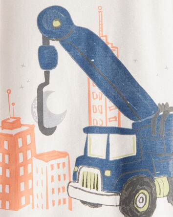 Tout-petit garçon - Pyjamas à manches longues 4 pièces en coton 100 % Construction - Bleu/Marine/Blanc, 