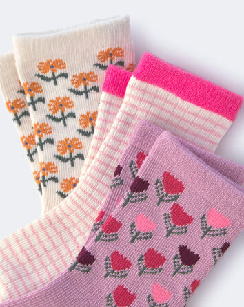Toddler Girl 3-Pack Floral Crew Socks, 