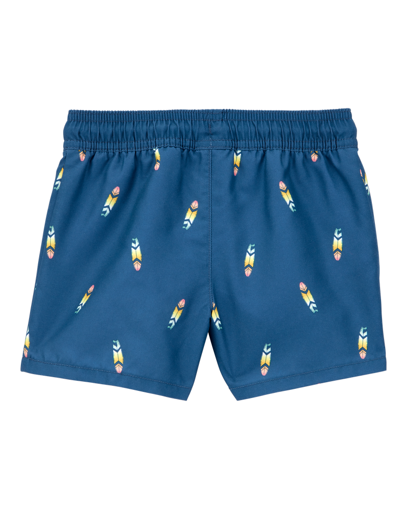 Toddler Surfboard-Print Pull-On Swim Trunks, image 2 of 4 slides