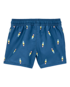 Toddler Surfboard-Print Pull-On Swim Trunks, image 2 of 4 slides