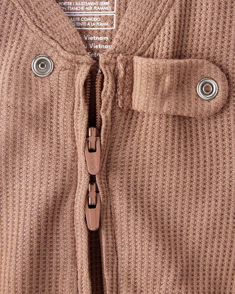 Baby PurelySoft 2-Way Zip 1-Piece pyjamas - Brown, image 2 of 6 slides