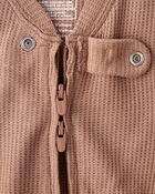 Baby PurelySoft 2-Way Zip 1-Piece pyjamas - Brown, image 2 of 6 slides