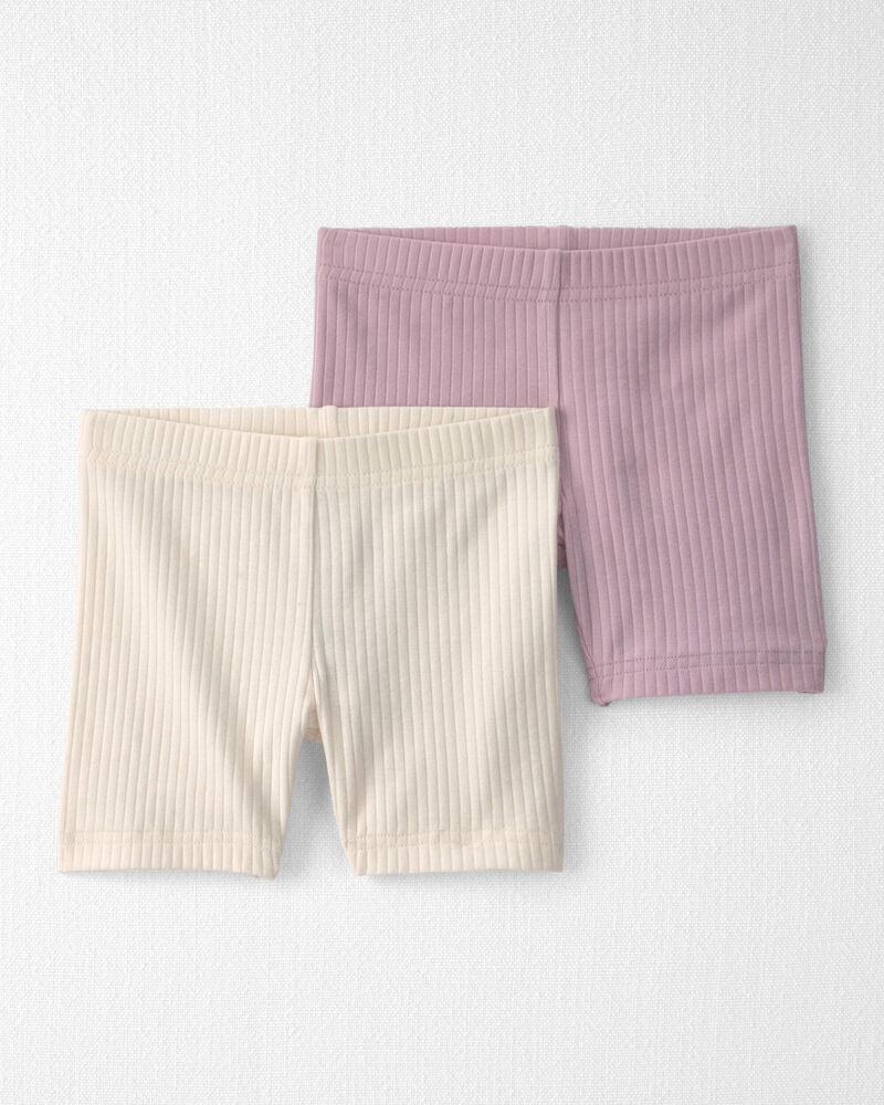 Toddler Girl 2-Pack Organic Cotton Ribbed Pedal Shorts, image 1 of 6 slides