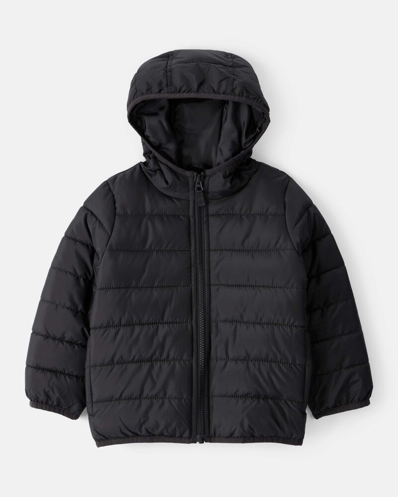 Toddler Hooded Puffer Jacket - Black, image 1 of 5 slides