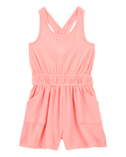 Girls Ribbed Textured Romper - Orange, image 1 of 4 slides