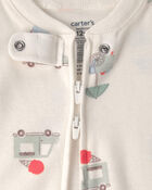 B&eacute;b&eacute; - Emballage 2 pyjamas 1 pi&egrave;ce ajust&eacute;s en 100 % coton, camion de cr&egrave;me glac&eacute;e - Bleu/Ivoire, image 2 sur 4 diapositives