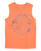 Kid Shark Surf Slogan Tank - Orange, image 1 of 3 slides